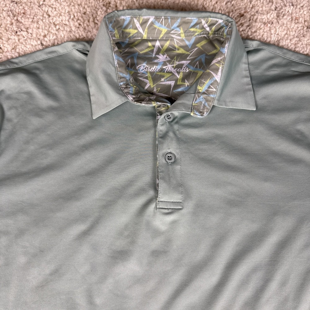 Birdie Threads Golf Polo Shirt Mens Size Medium Solid Green Performance Stretch